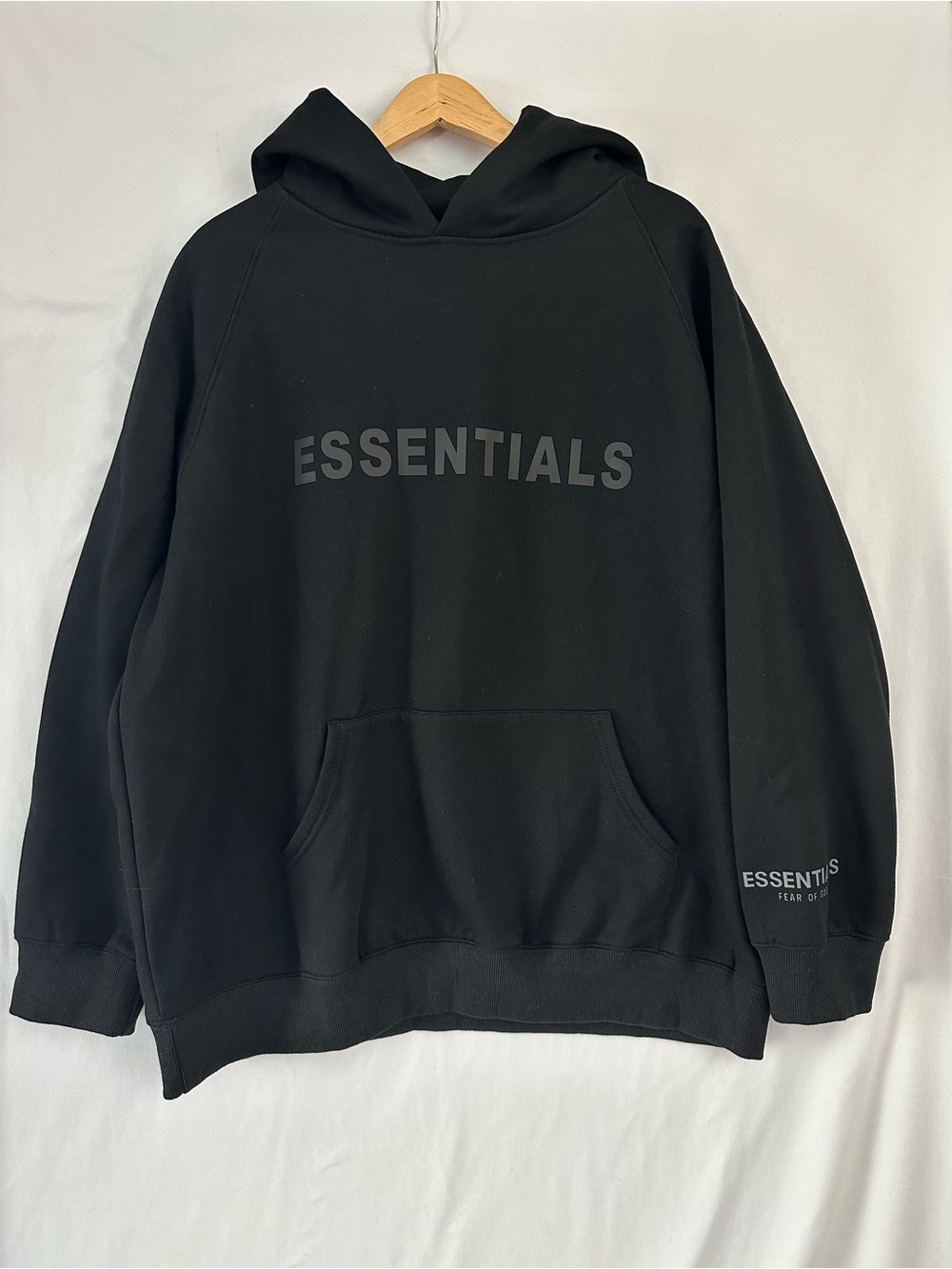 Essentials Black Logo Pullover Hoodie